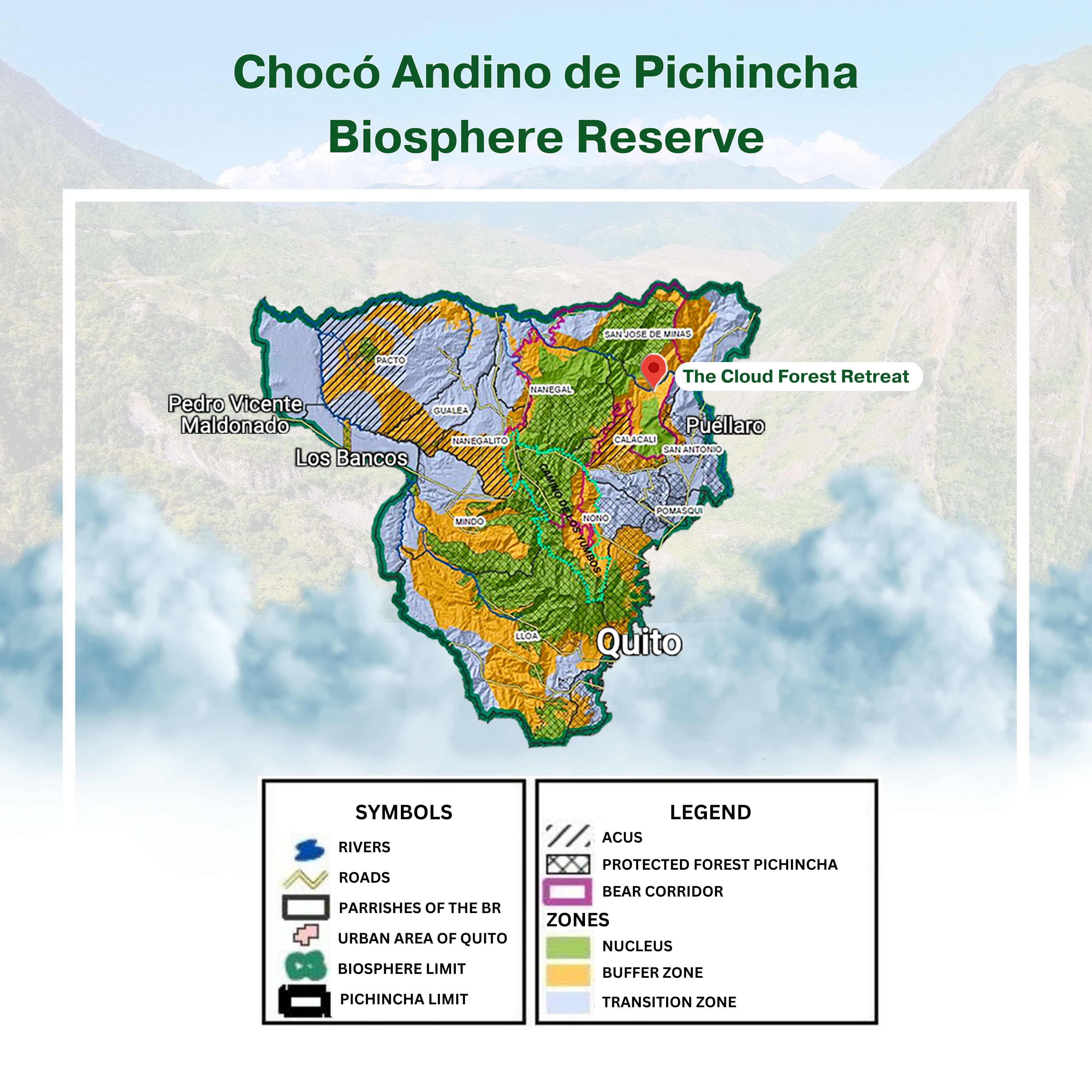 Chocó Andino de Pichincha Biosphere Reserve map