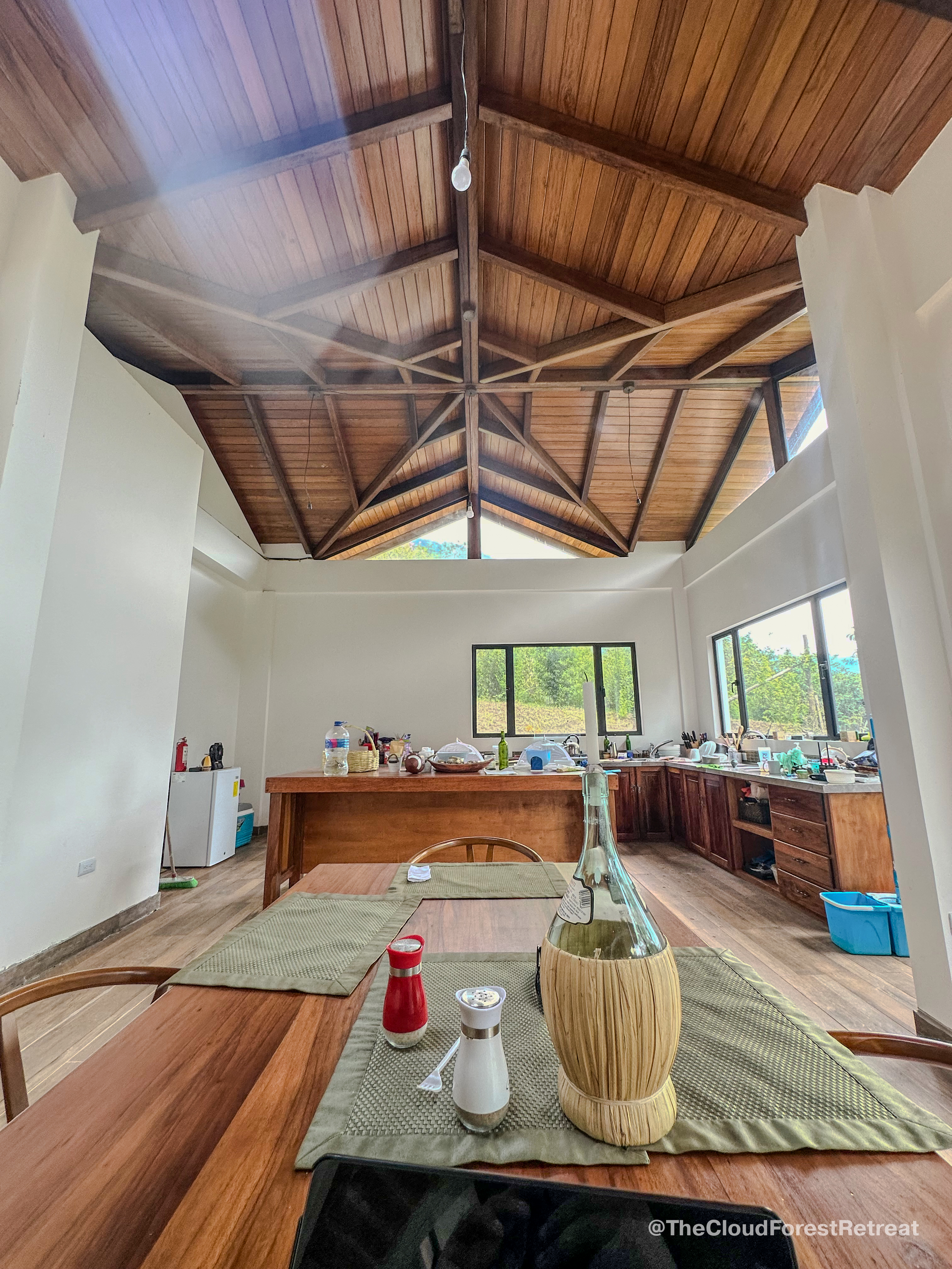 A cozy shared space with warm light